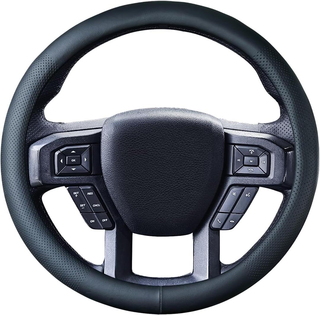 Car Steering Wheel Cover for Ford F-150 F-150 Lightning Super Duty Mustang Mach-E Explorer Escape Ranger Bronco Maverick, Universal Standard Size 14.5-15 inch Black Car Wheel Protector