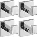 Chrome Polished Towel Hooks for Bathrooms, Heavy Duty Wall Mounted Stainless Steel Modern Hook, 4 Pack  Ideal for Hanging Towels, Robes, Coats, in Kitchen, Bedroom, Bathroom, or Hotel