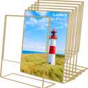 8x10 Gold Picture Frames, Clear Frameless Picture Frames, 6 Pack Acrylic Self Standing Photo Frames for Wedding Table Numbers, Restaurant Signs, Photos and Art Display