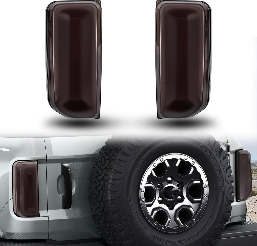 Smoked Tail Light Covers Compatible with Bronco 2021+2/4 Door Exterior Accessories, Taillight Covers Guard Protector Frame (for Badlands/Outer Banks/Wildtrak/Heritage Limited Edition/Everglades.)