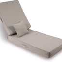 Outdoor Water-Resistant Olefin Chaise Lounge Cushions with Pillow, Weather and Fade Resistant Patio Furniture Lounge Chair Pads Ideal for Patio, Lawn, Garden, Beige, 80" L x 26" W x 5" T