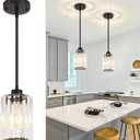 2 Pack Black Pendant Lights Kitchen Island, Modern Crystal Kitchen Pendant Lighting Over Island Dining Room Light Fixtures Adjustable Hanging Pendant Light for Bathroom Hallway Entryway Foyer Bedroom