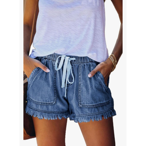 YOCUR Womens Lightweight Shorts Casual Baggy Trendy Hot Pants Elastic Waist Drawstring Comfy Shorts
Sii-XXL