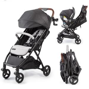 Ingenuity Ingenuity 3Dquickclose CS+ Compact Fold Stroller Lightweight Stroller with Oversized Canopy, Extra-Large Storage and Compact Fold, Gray