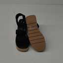 SM New York Triple Band Stretch Wedge Sandals Black 9