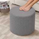 Round Pouf Ottoman and Foot Rest, Soft Boucle Footstool Ottomans for Living Room, Comfort Sponge Stuffed Poofs for Couch Desk Resting Your Feet, Grey(17.1" D x 17.1" W x 14" H)