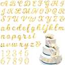 Abeillo 64PCS Gold Letters, Acrylic Cake Topper, 0-9 Number and A-Z Letters for DIY Personalized Birthday Cake Topper