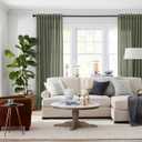 Olive Green Linen Curtains 84 inch Length 2 Panels Set Modern Farmhouse Living Room Drapes Light Filtering Rod Pocket Back Tab Filtering Privacy Semi Sheer Curtain 84 inches Long