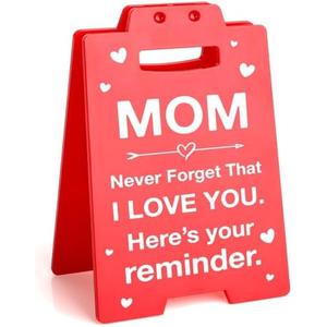 Lodeskee Mom Birthday Gifts, Valentines Day Gifts for Mom from Daughter Son, Mothers Day Gifts for Mom Mother in Law Stepmom Bonus Mom Single Mom, Cool Decorative Signs & Plaques for Mom, Red 4 Pack