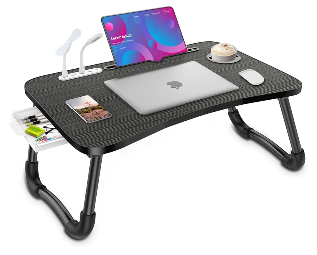 Zapuno Laptop Lap Desk, Foldable Laptop Table Tray with 4 USB Ports Storage Drawer and Cup Holder, Lap Bed Desk Notebook Stand Laptray Portable Standing Table for Bed Couch Floor, Blackgold  Zapuno Laptop Lap Desk, Foldable Laptop Table Tray with 4 USB Ports Storage Drawer and Cup Holder, Lap Bed Desk Notebook Stand Laptray Portable Standing Table for Bed Couch Floor, Blackgold