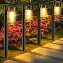 Mancra Solar Pathway Lights Outdoor, 10 Pack Metal & Glass Solar Lights Outdoor Waterproof Landscape Path Lights for Yard Walkway Garden Decor, Warm White
