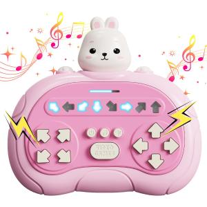 Fast Push Game Fidget Toys Handle Upgraded Flashing Quick Press Games Pro for KidsPortable Travel Games for Car Ride, Board Games for Kids andAdultsXmas Birthday Gifts (Pink Rabbit)