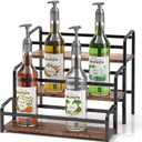 Coffee Syrup Organizer 3-Tier: Vintage Coffee Syrup Rack 12 Bottles Capacity, Free-Installation Coffee Station, Wine Rack for Countertop, Tiered Spice Racks for Cabinet, Bottle Display Shelf (Black)