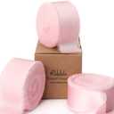 Ribbli Light Pink Silk Satin Ribbon 1 Inch x 30 Yard Handmade Frayed Chiffon Pink Ribbon for Gift Wrapping Wedding Invitations Bridal Bouquets Home Decor
