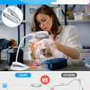 ESynic Lighted Magnifying Glass with Stand-USB-C Rechargeable-5X&10X Magnification-4.3" Large Lens-Desk Magnifier Lamp With Clamp & Heavy Base-3 Levels Brightness-Flexible Gooseneck for Reading Crafts