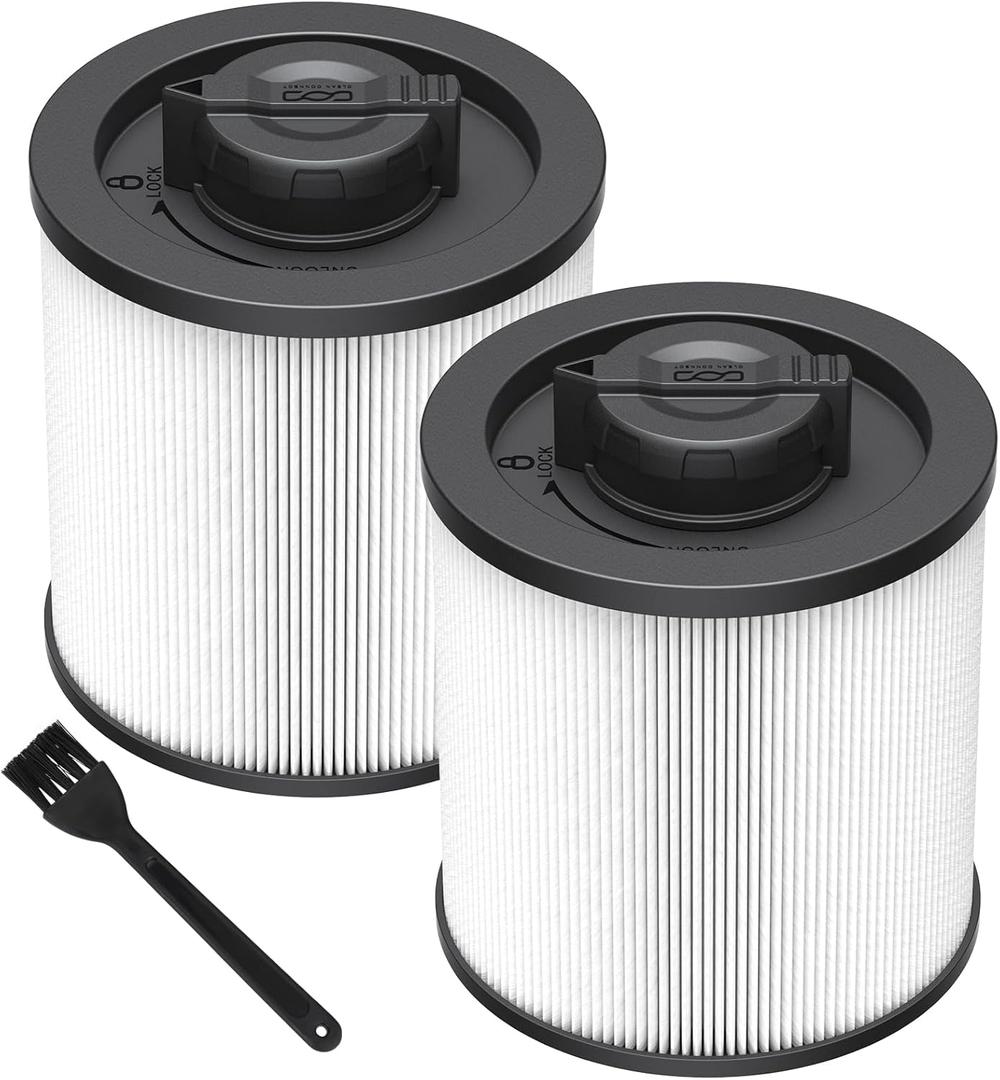 2 Pack DXVC6910 Cartridge Filter Replacement for DEWALT 6-16 Gallon Wet/Dry Vac, Compatible with DeWalt DXV06P DXV09P DXV10P DXV10PL DXV10SA DXV12P DXV14P DXV16P, White