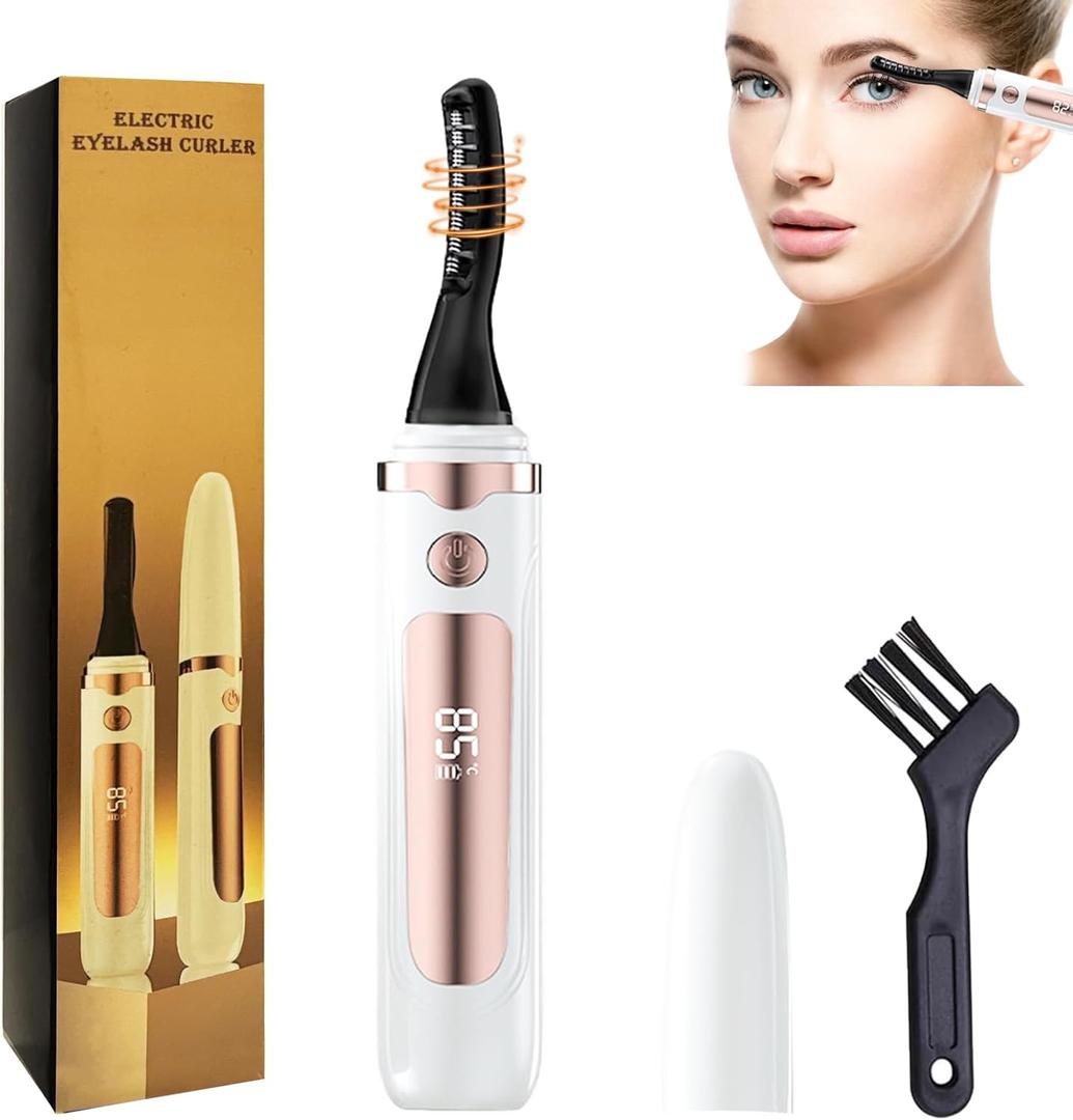 2026 Heated Eyelash Curler-USB Rechargeable Electric Eyelash Curler- Eyelash Curlers Heated 3s - 24 Hours Long Lasting- with Led Display for Women Girls-White
