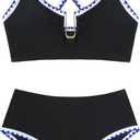 ZAFUL Bikini Sets for Women High Waisted U-Wire Cutout Swim Suits 2025 Textured Two Piece Bathing Suit (Small, White Blue Black)