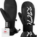 KUTOOK Winter Ski Mittens Men & Women Touchscreen Snow Mitts 3M Thinsulate Cold Weather Waterproof Gloves for Snowboarding Skiing Mountaineering (Medium, Black)