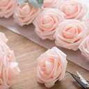 Ling's moment Artificial Flowers 50Pcs Pink Roses Decor w/Stems,3" Real Touch DIY Foam Floral for Wedding Bouquet/Centerpieces, Outdoors Party Backdrop, Room/Table, and Garden/Pot Decorations