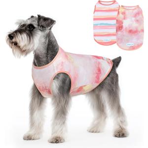 cyeollo 2pack Dog Cooling Shirt, Breathable Sleeveless Summer Clothes for Dogs, Intant Cool T Shirts for Small Dogs, Pink M