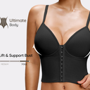 Women's Seamless Shapewear Top With Molded Cups, Push-Up Lift, Anti-Sag, Waist-Cinched, Front Closure, Easy On/Off, Wearable As Outerwear, Minimalist Body Shaping Garment, 1pc (Small)