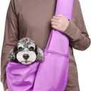 Dog Cat Sling Carrier Adjustable Padded Shoulder Strap with Large Zipper Pocket & Mesh Pocket for Outdoor Travel