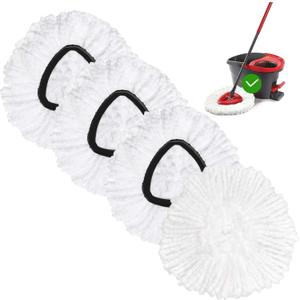 4 Pack Spin Mop Replacement Head Mop Refill Compatible with Oceda Triangle Swivel Mops Microfiber Swivel Mop Refill, Deep Clean, Machine Washable and Easy to Replace (White)