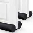 2 Pack Under Door Draft Stopper - Bottom Door Gap Filler & Seal - Fits 30 to 36 Door, Block Cold Air, Noise, Sound, Bugs, Dust, Easy to Install, Double Side Block, No Adhesive, Black