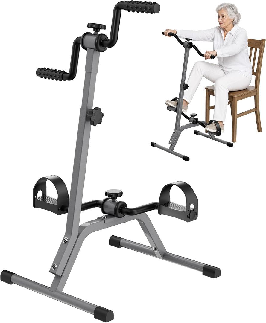 Adjustable Legs Arms Pedal Exerciser Bike for Seniors - Hand Arm Leg and Knee Therapy, Stroke Recovery, Portable Fitness Equipment for Total Body Workout Cardio Exercise - Great Gift for Elderly Rehab