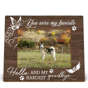Cat Dog Memorial 4x6 Picture Frame, Bereavement Sympathy Gifts for Loss of Loss of Dog Cat Photo Frame, Pet Loss Gifts, Pet Memorial Wooden Photo Picture Frames 184XW-XK-goodbye
