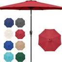 Simple Deluxe 9FT Outdoor Patio Umbrella Table Market Umbrella with Push Button Tilt and Crank, 8 Sturdy Ribs, UV Protection Waterproof for Garden, Lawn, Deck, Backyard, Pool, Red