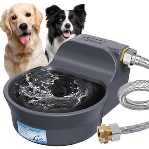 67OZ Automatic Dog Water Dispenser Patented Dog Water Bowl Dispenser Fits 3/4'' GHT Faucet Automatic Water Dispenser for Dogs Cats Chicken Waterer Outdoor Waterer Bowl Include 5Ft Water Hose