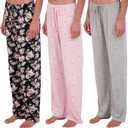 Real Essentials 3 Pack: Womens Ultra-Soft Comfy Pajama Lounge Pants Sleepwear  (Small)