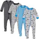 Gerber Boys' 4-Pack Snug Fit Footed Cotton Pajamas Size 18 Months
