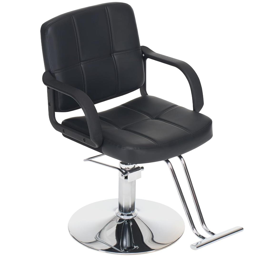 Zevemomo Barber Salon Chair for Hair Stylist, Heavy Duty Hydraulic Pump with 360° Swivel, Adjustable Height Spa Beauty Equipment for Barbershop, Home 350LBS Capacity, Black