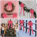 4 Pcs Large Pink Christmas Bows for Wreath 11.8 x 25.6 Inches Velvet Christmas Tree Topper Pink Bow Ornament for Xmas Home Outdoor Indoor Party Decoration