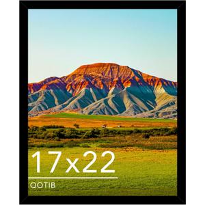17x22 Picture Frame Black for Wall Mounting, Horizontal and Vertical Formats for Wall Hanging, Wood 17x22 Frame, Black, 1 Pack