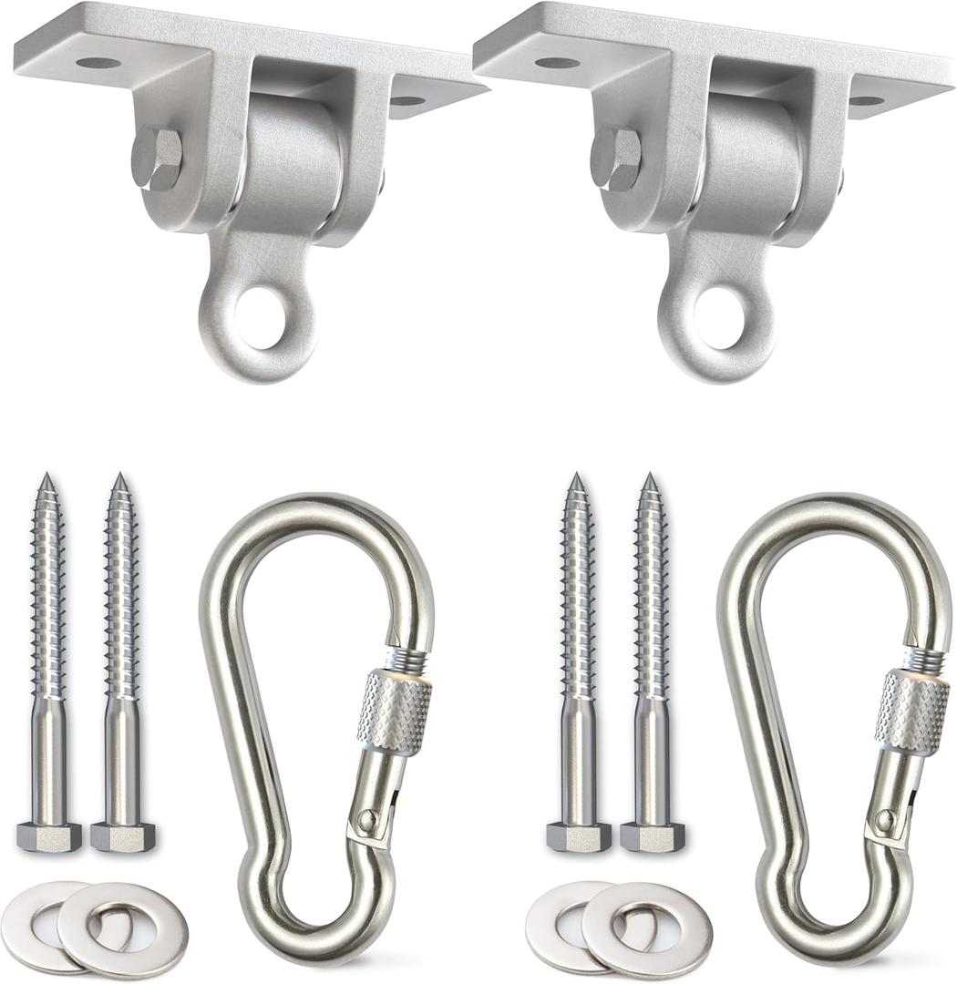 Jungle Gym Kingdom Swing Set Hangers - 2 Heavy Duty Brackets with Locking Snap Hooks for Porch, Patio, Playground - Indoor/Outdoor Hardware & Accessories