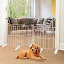YORWHIN Short Puppy Gate - 17 Inch Height Dog Gate, Metal Free Standing Pet Gates, Expands Up to 48 Inches for Indoor/Outdoor, Step Over Pet Fence for Small Dogs
