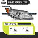 Headlights W/Bulbs for 2012 2013 2014 Toyota Camry Halogen Headlamp Replacement Driver & Passenger Side