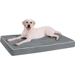 KSIIA XL Dog Bed for Crate Pad Waterproof Dog Bed with Removable Washable Cover, Egg Crate Foam and Non-Slip Bottom, 41x27 Inch, Dark Gray