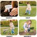 ROBOTIME Kids Wheelbarrow with Gardening Set Metal Wheelbarrow Toddler Outdoor Play Toy with Garden Tools, Watering Can & Plant Labels, Pretend Play Yard Equipment for Boys and Girls (Grayish white)