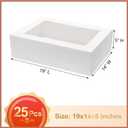 Mefleet 25pcs 19x14x5 Half Sheet Cake Boxes with Window Rectangle 1/2 Sheet Bakery Boxes for Pastry Baking Cake, Cupcakes, Donuts, Cookies, Pie Treat Packaging White Large