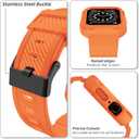 OROBAY Rugged Band Compatible with Apple Watch Band 45mm/44mm/42mm with Case, Shockproof Strap for iWatch SE3 SE2 SE Series 9/8/7/6/5/4/3/2/1 with Bumper Case Cover Men Women, Orange