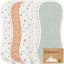 5-Pack Muslin Burp Cloths Baby Boy, Girl - Very Absorbent Baby Burp Cloth Rags, 8-Layers Viscose Derived from Bamboo Cotton Muslin Towel, Super Soft Spit Up Rags, No Shrink Washcloths (Wilderness)