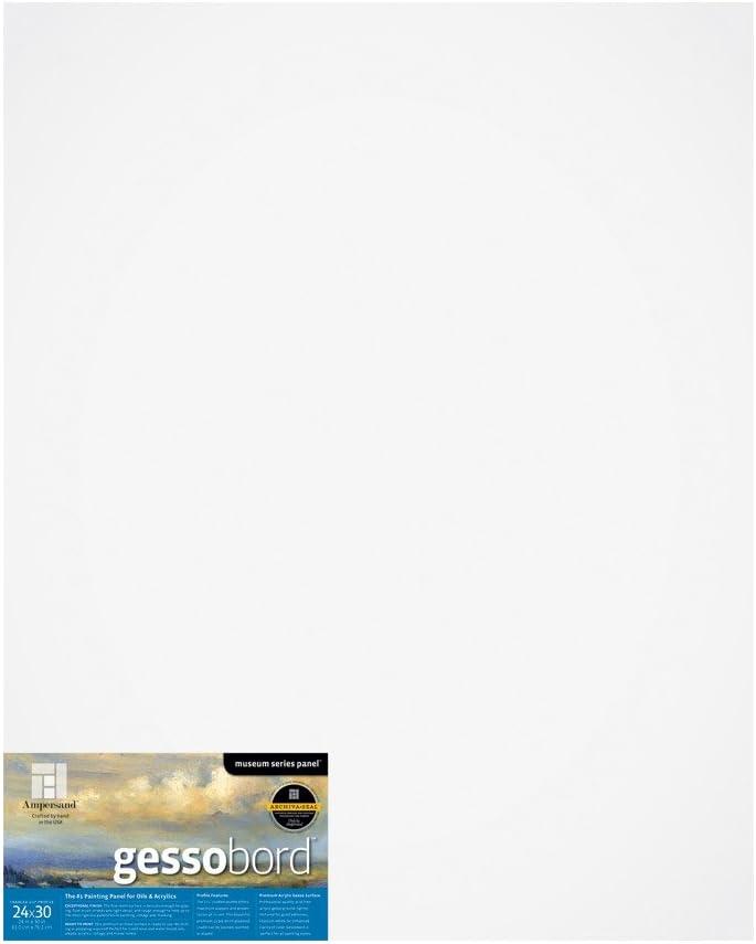 Ampersand Art Supply Gesso Wood Painting Panel: Museum Series Gessobord, 24" x 30", 1-1/2" Cradled Profilie