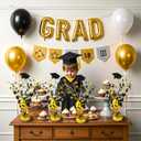 FUBININA 6 Pack 2026 Graduation Table Centerpiece Party Decoration Metallic Foil Spray Glitter Graduate Cap Decor Star Table Top for Graduation Parties Grad Ceremonies Party Favor, Black and Gold