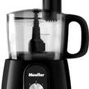 Mueller Ultra Prep Food Processor Chopper for Dicing, Grinding, Whipping and Pureeing, Food Chopper for Vegetables, Meat, Grains, Nuts and Whisk for Eggs and Cream, 8 cup, Black