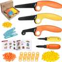 Cardboard Construction Kit - 401 PCS Kids Building Set with Safe Serrated Cutter, Crease Roller, Screws & Nuts, STEM Upcycled Tool for DIY Cardboard Projects, Engineering & Creativity